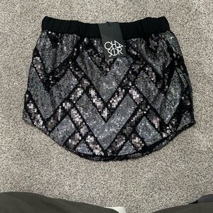 Chaser Black and Silver Sequin Skirt